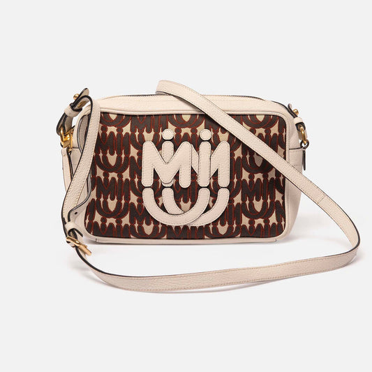 Miu Miu White & Red Jacquard Camera Bag