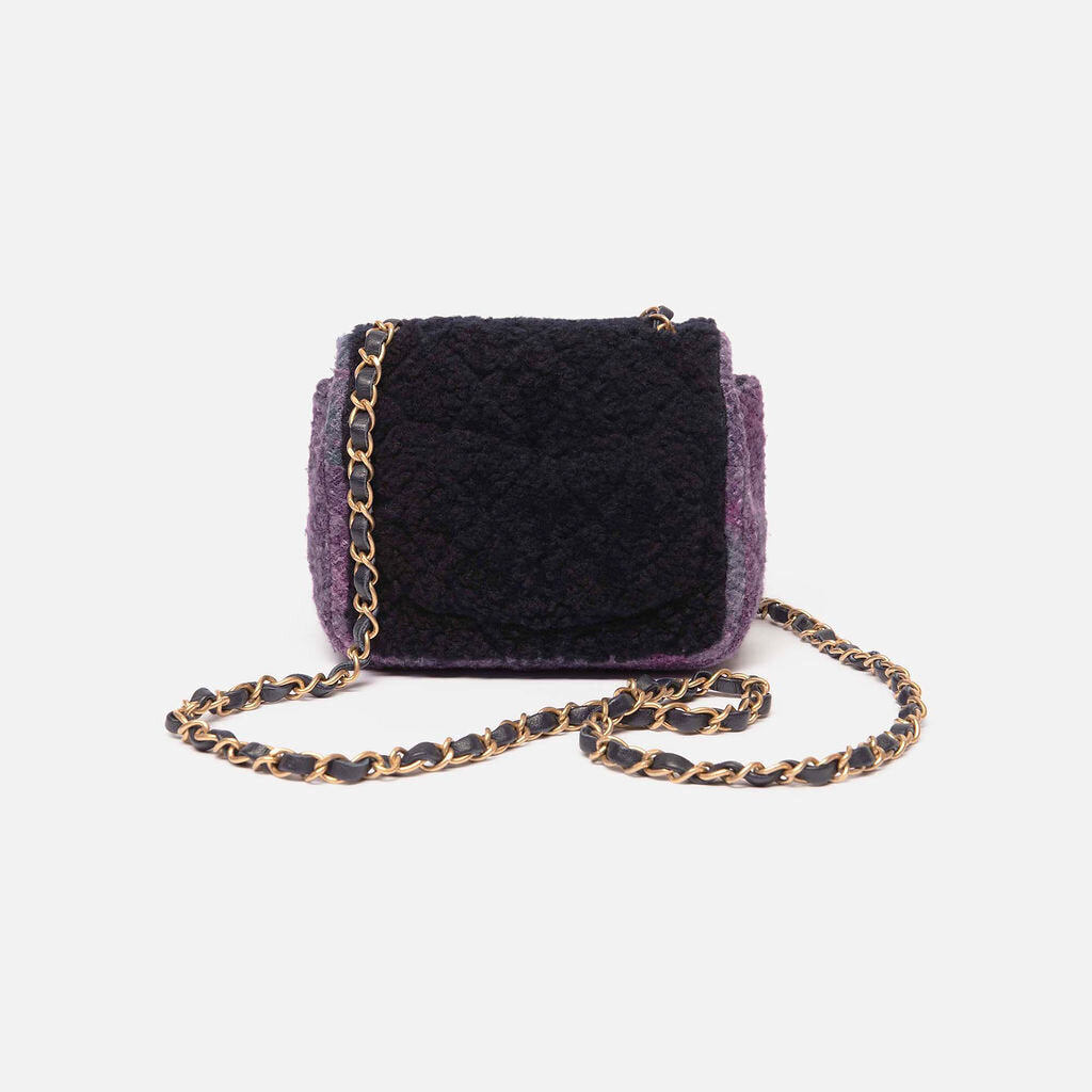 Chanel Purple/Black Shearling Tweed Mini Flap