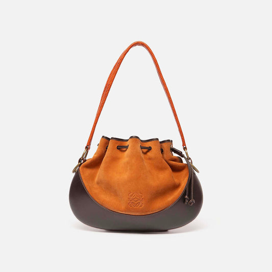 Loewe Brown Suede/Leather Drawstring Bag
