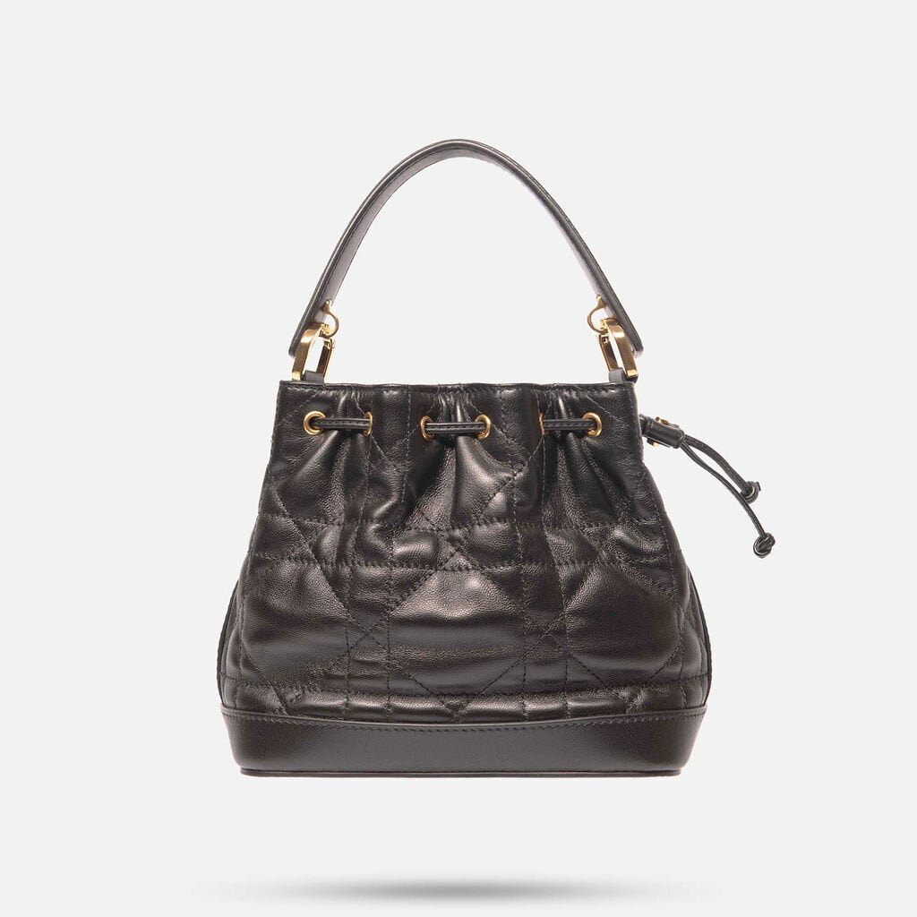 Christian Dior Black Leather Jolie Bucket Bag Small