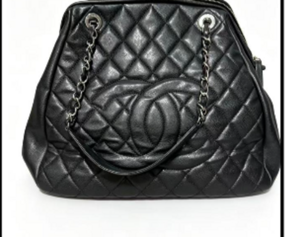 Black Quilted Oversized CC Shoulder Bag