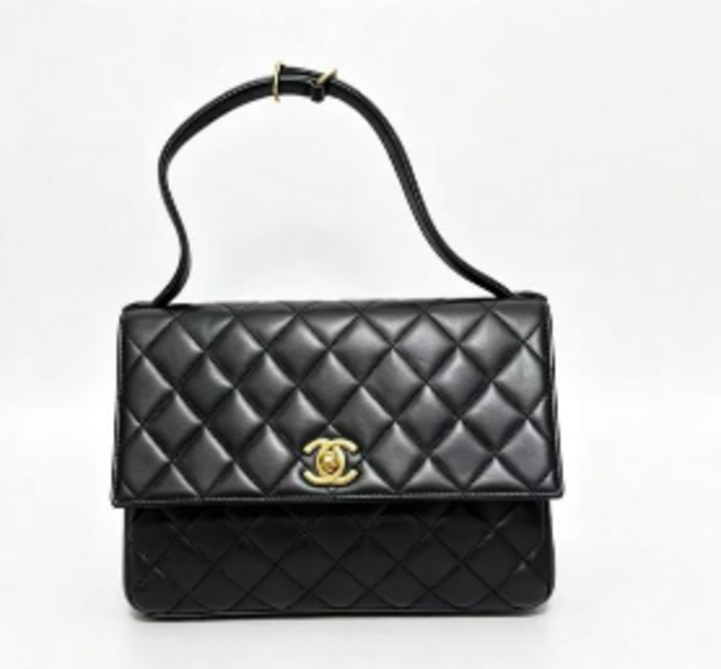 Black Quilted Square Shaped Flap Bag