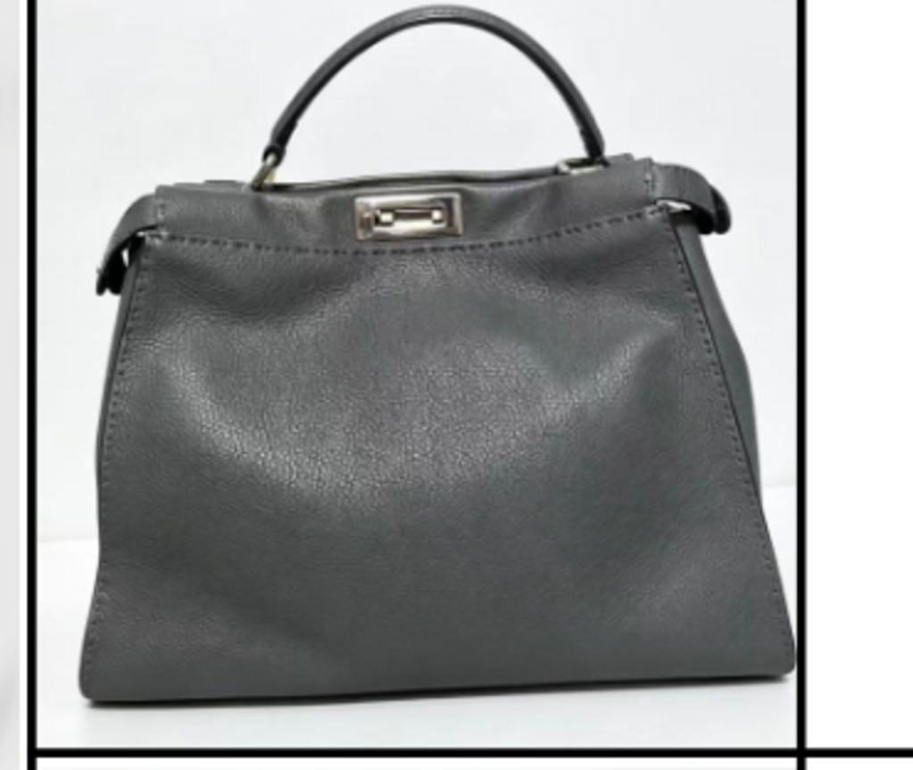 Gray Leather Peek A Boo Bag