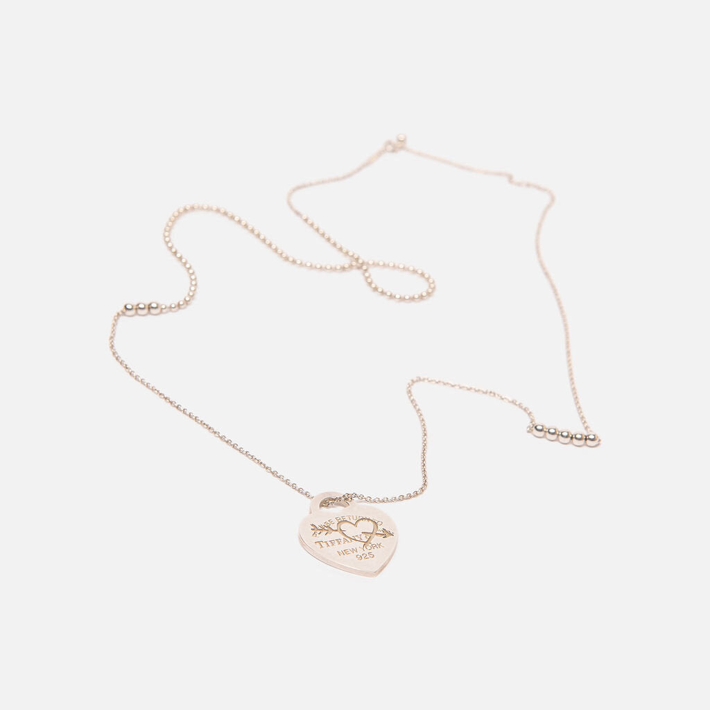 Tiffany & Co Sterling Silver "Return to TCO" Heart Pendant with Etching (with chain)