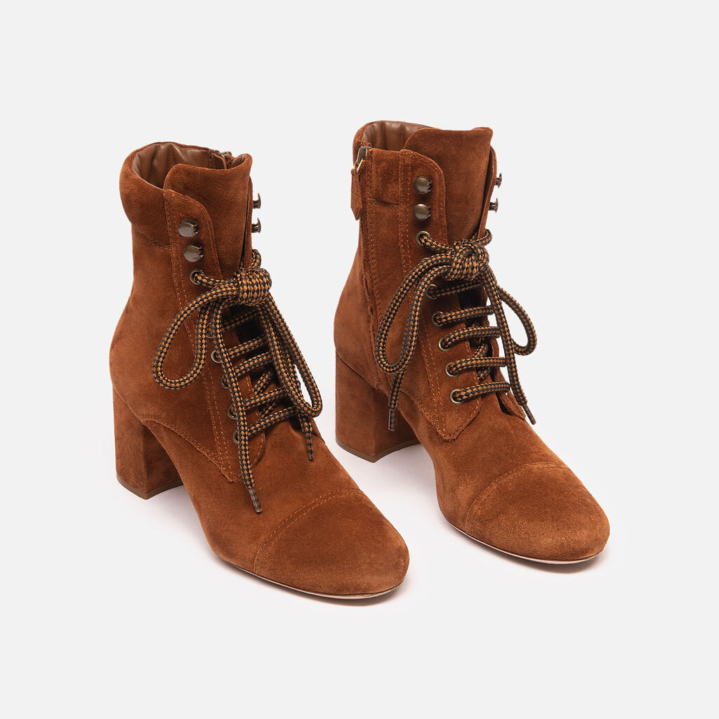 Miu Miu Brown Suede Heeled Lace-Up Boots