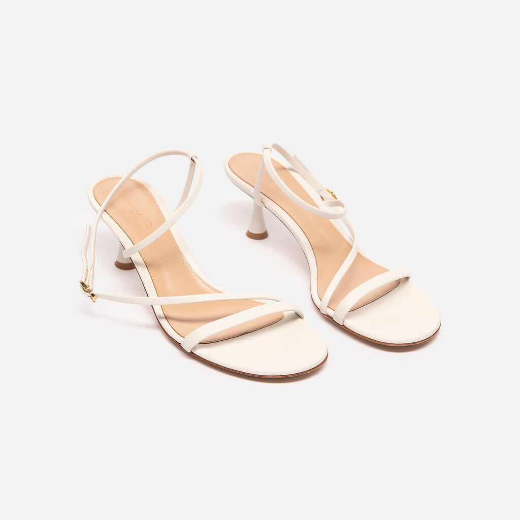 Gianvito Rossi White Leather Strappy Heels