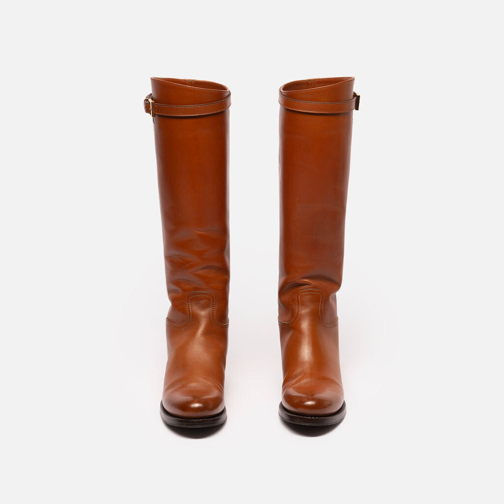 Prada Camel Leather Riding Boots