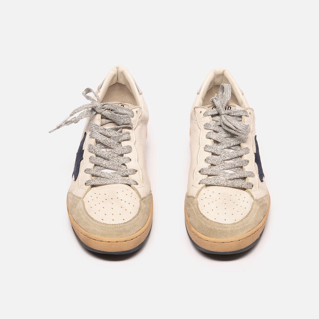 Golden Goose White Leather Silver Lace Low Top Sneakers