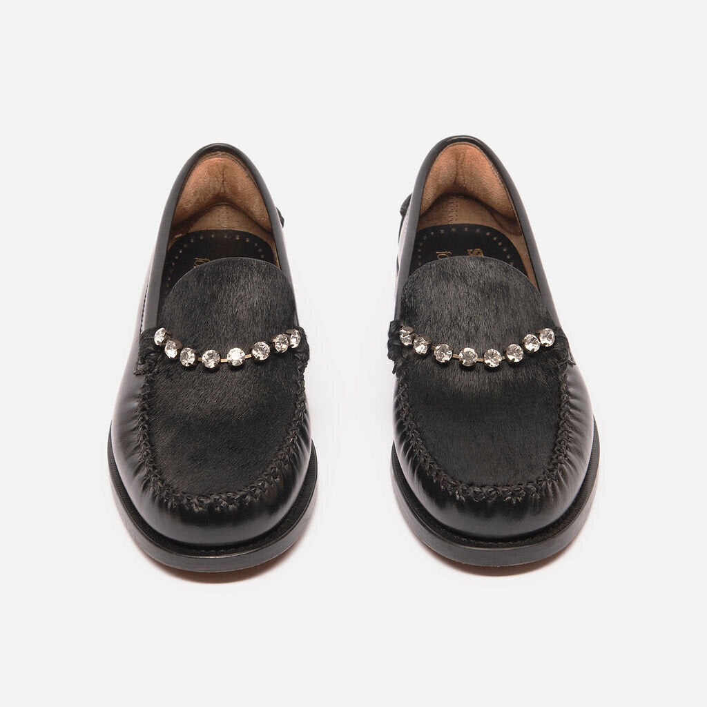 Sebago x Forte_Forte Black Ponyhair & Leather Loafers