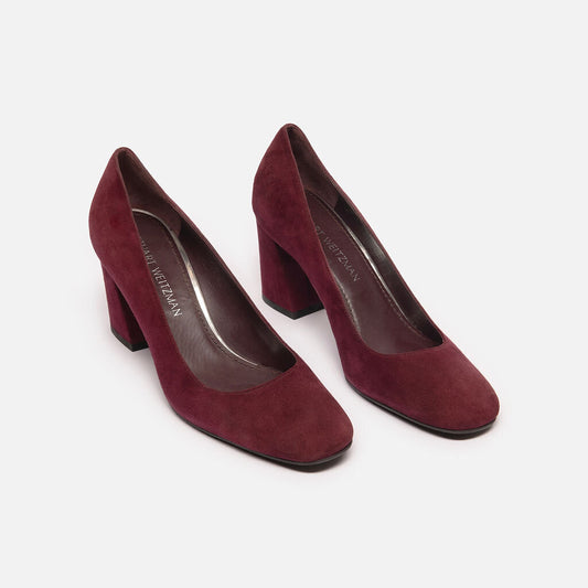 Stuart Weitzman Maroon Block Heel Pump