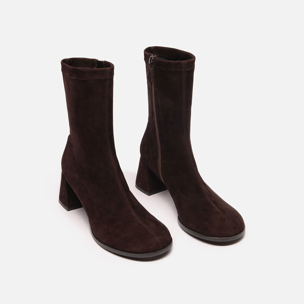 Me + Em Brown Suede Stretch Boots