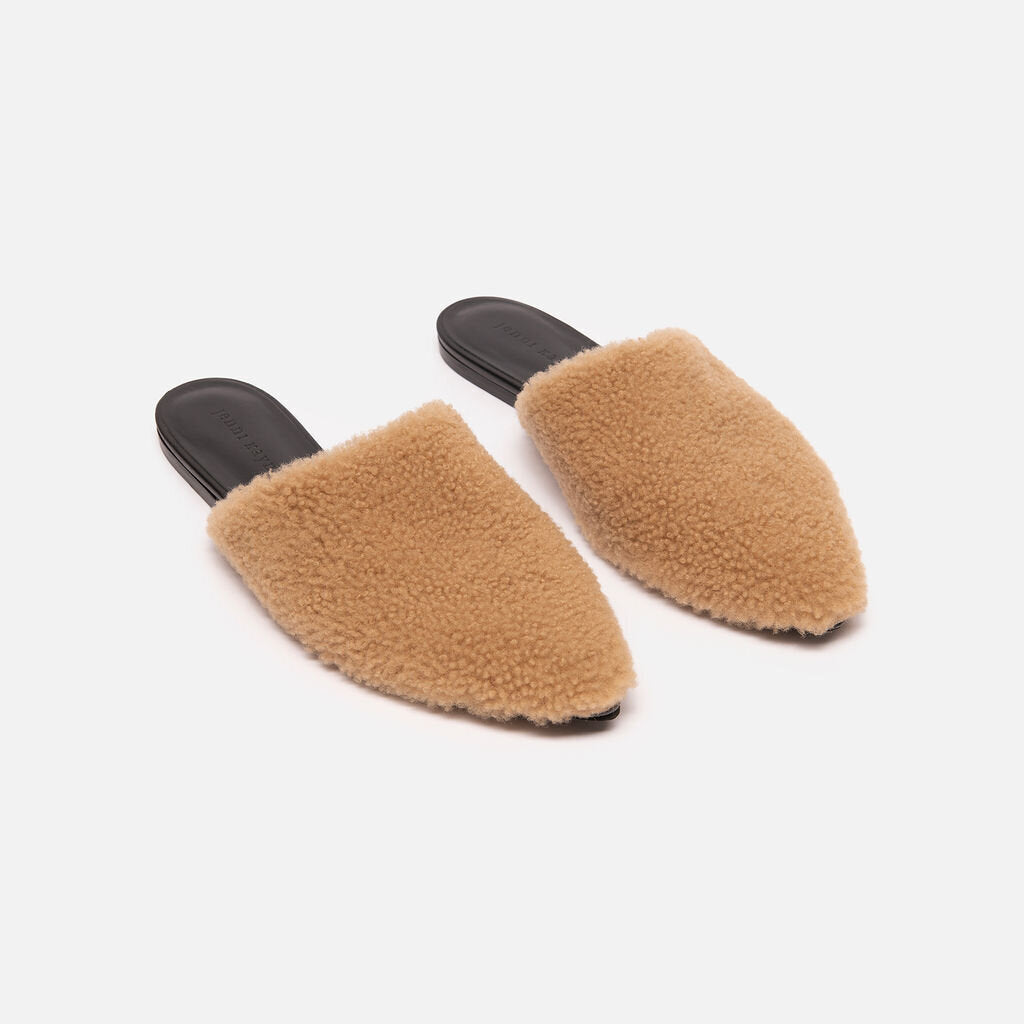 Jenni Kayne Tan Shearling Mules