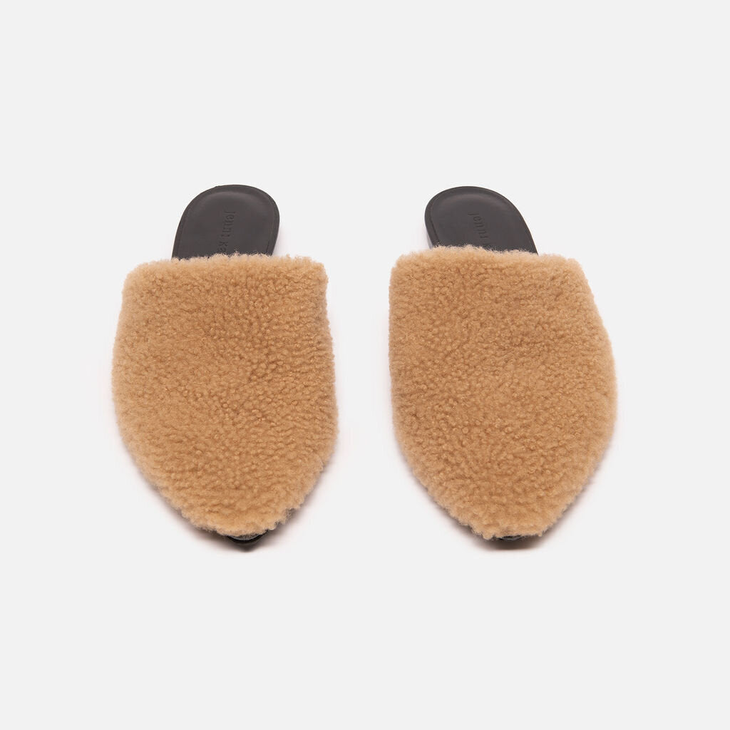 Jenni Kayne Tan Shearling Mules