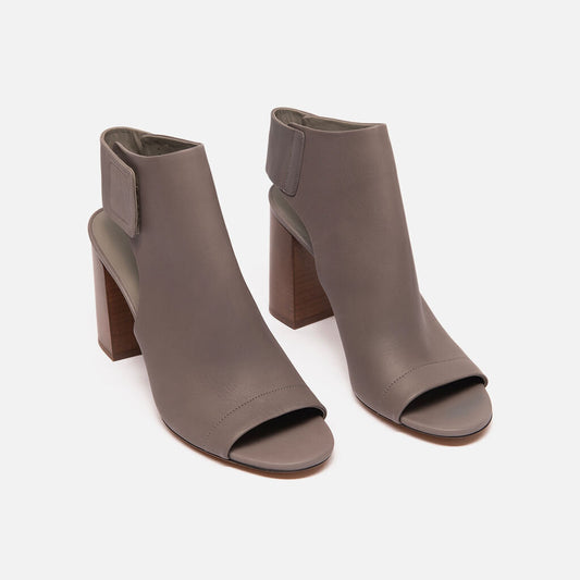 Vince Grey Leather Peep Toe Booties