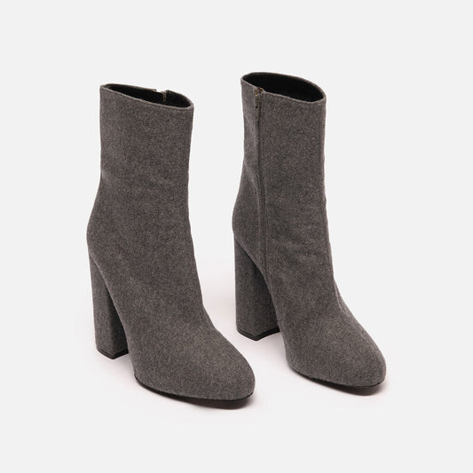 Dries Van Noten Grey Felt Heeled Booties