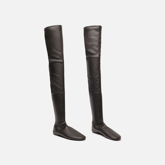 Proenza Schouler Black Faux Leather Tall Sock Boot