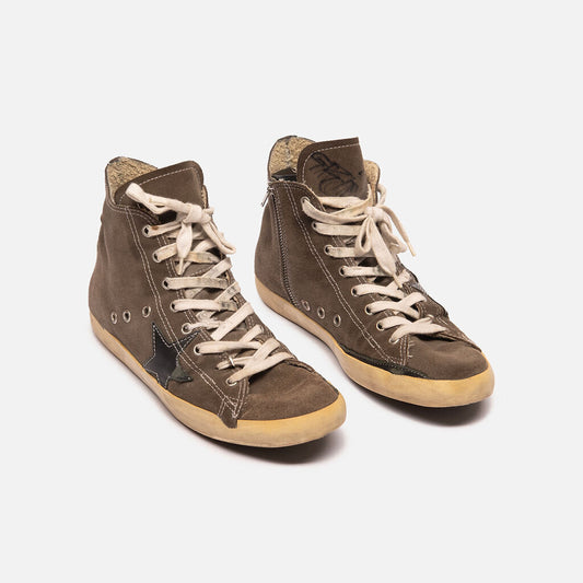 Golden Goose Olive Suede High Top Sneakers
