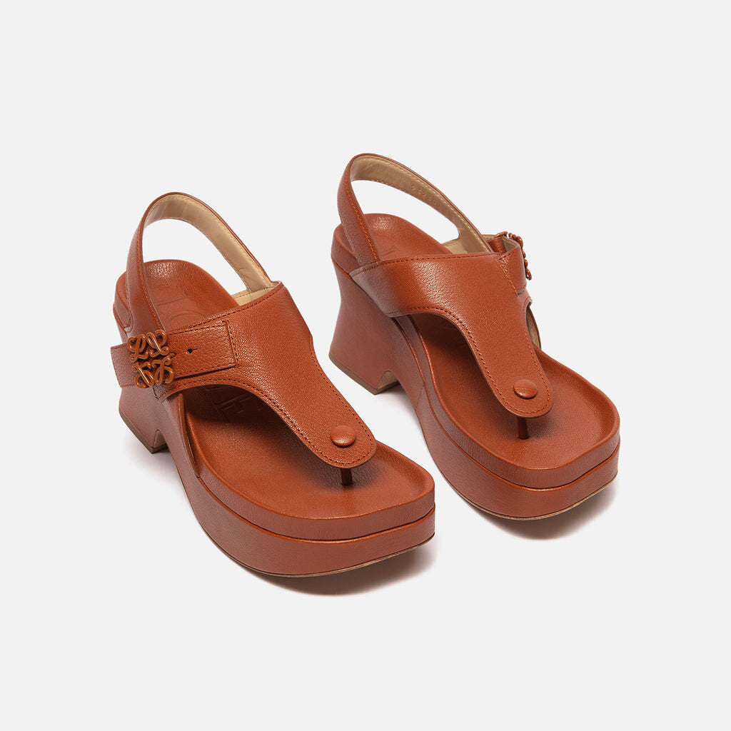Loewe Brown Leather Platform Sandals