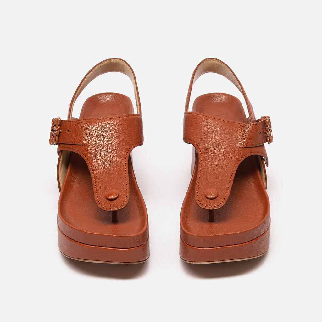Loewe Brown Leather Platform Sandals