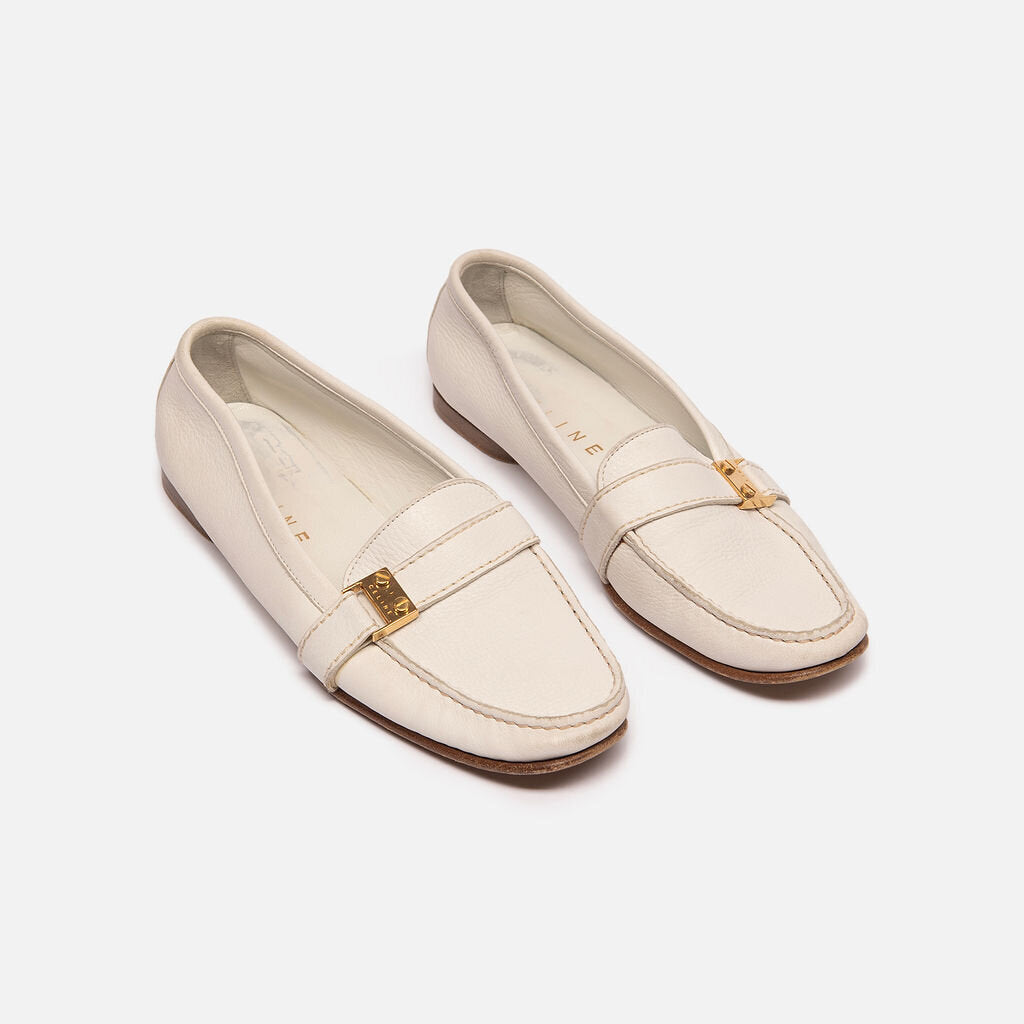 Celine White Leather Loafer