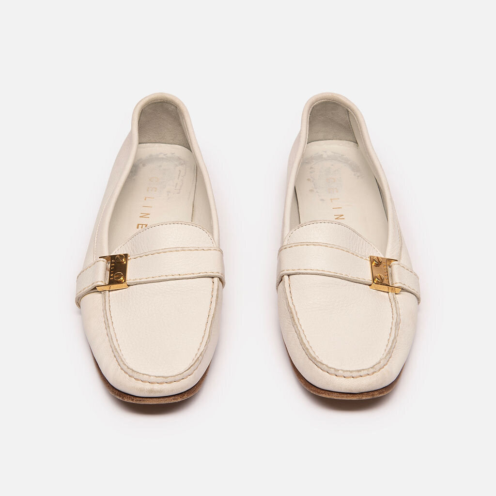 Celine White Leather Loafer