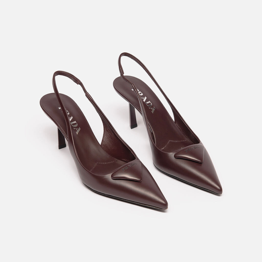 Prada Burgundy Leather Slingback Pumps