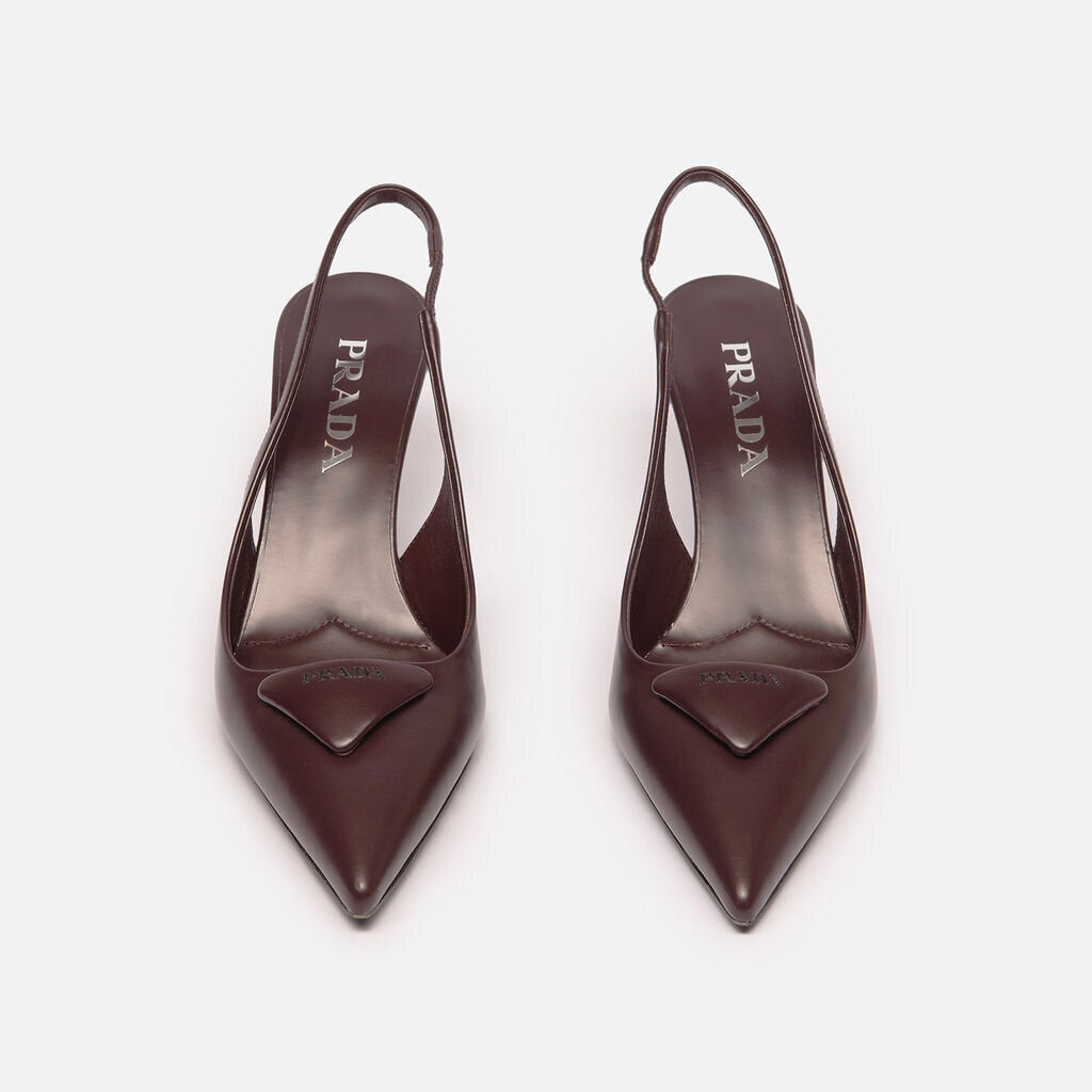 Prada Burgundy Leather Slingback Pumps
