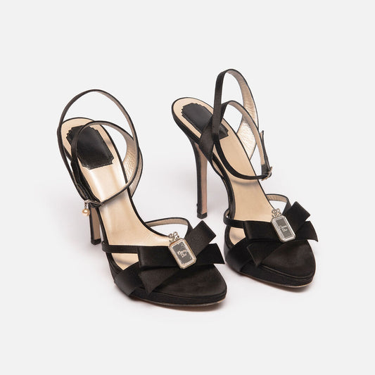 Christian Dior Black Satin Heeled Sandals