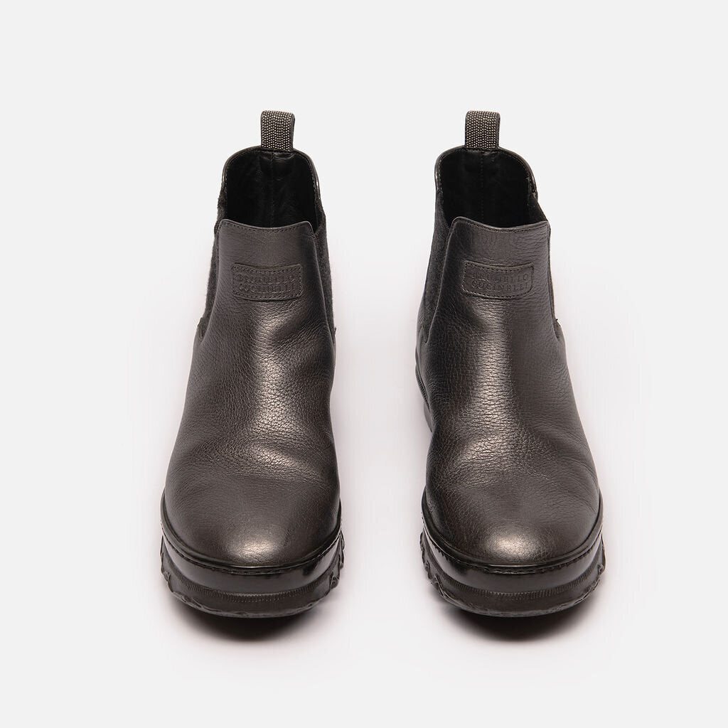 Brunello Grey Metallic Leather Chelsea Boots