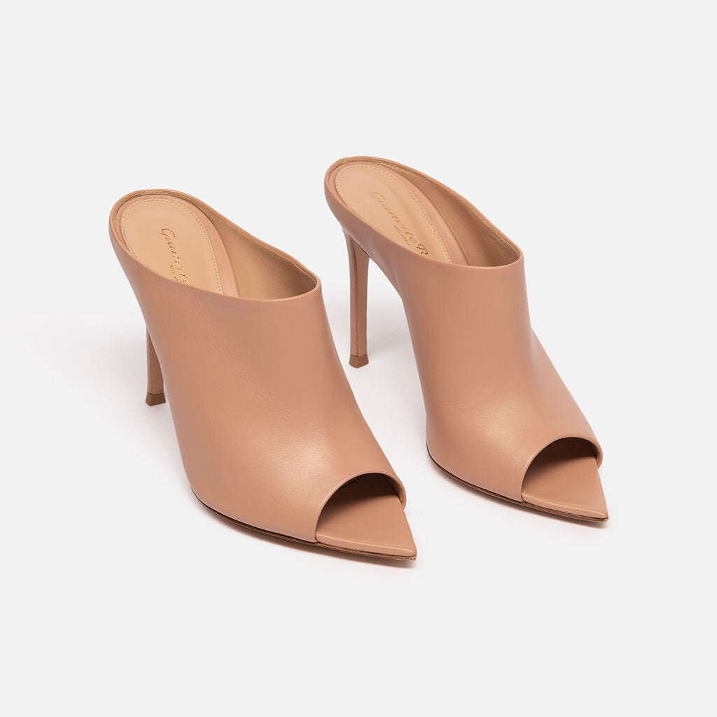 Gianvito Rossi Nude Leather Heeled Mule