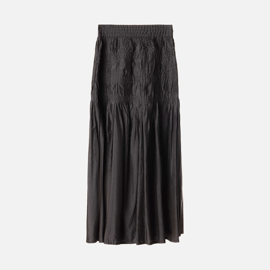 Brock Collection Black Nylon & Silk Midi Skirt