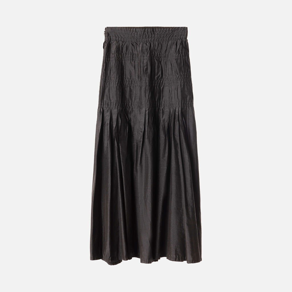 Brock Collection Black Nylon & Silk Midi Skirt