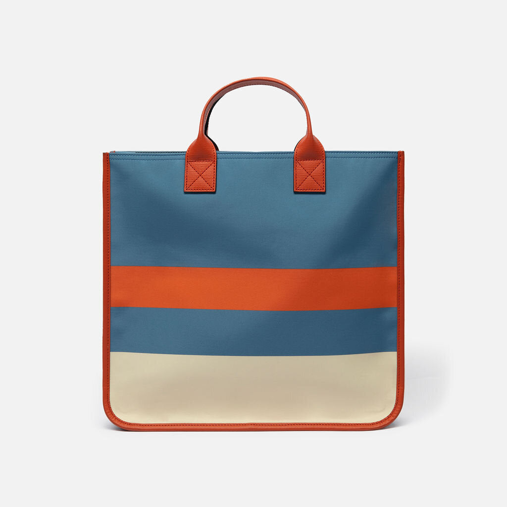 Gucci Orange & Blue Striped Nylon Logo Tote