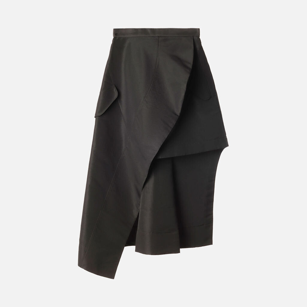 Alexander McQueen Black Nylon Asymmetrical Skirt