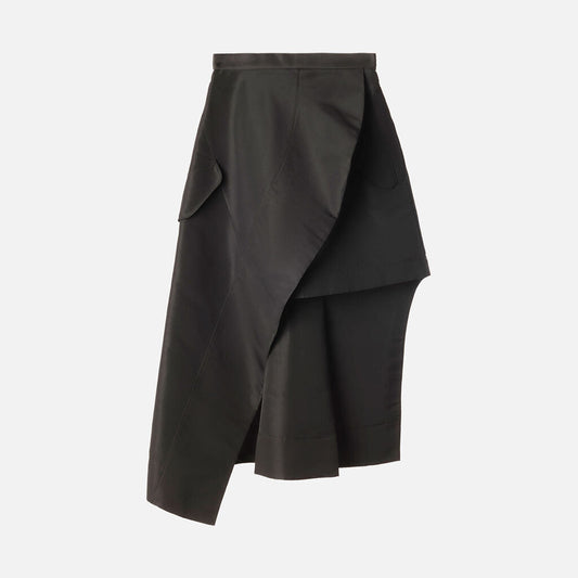 Alexander McQueen Black Nylon Asymmetrical Skirt