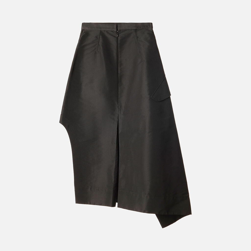 Alexander McQueen Black Nylon Asymmetrical Skirt