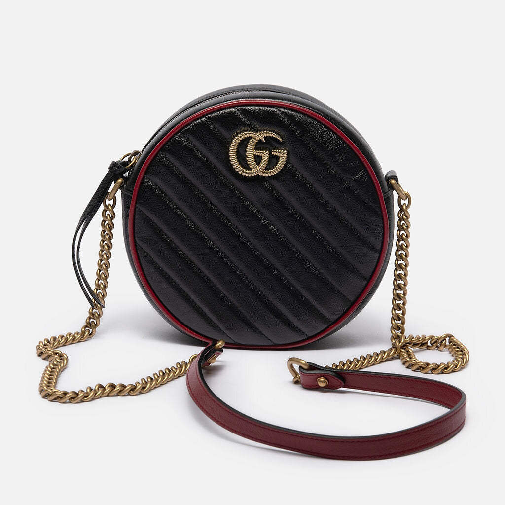 Gucci Black Marmont Mini Round Crossbody