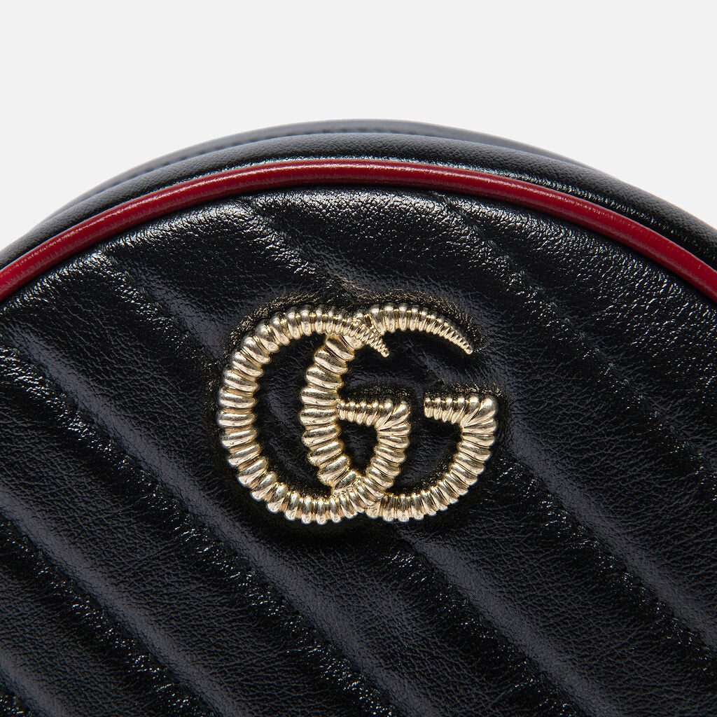 Gucci Black Marmont Mini Round Crossbody
