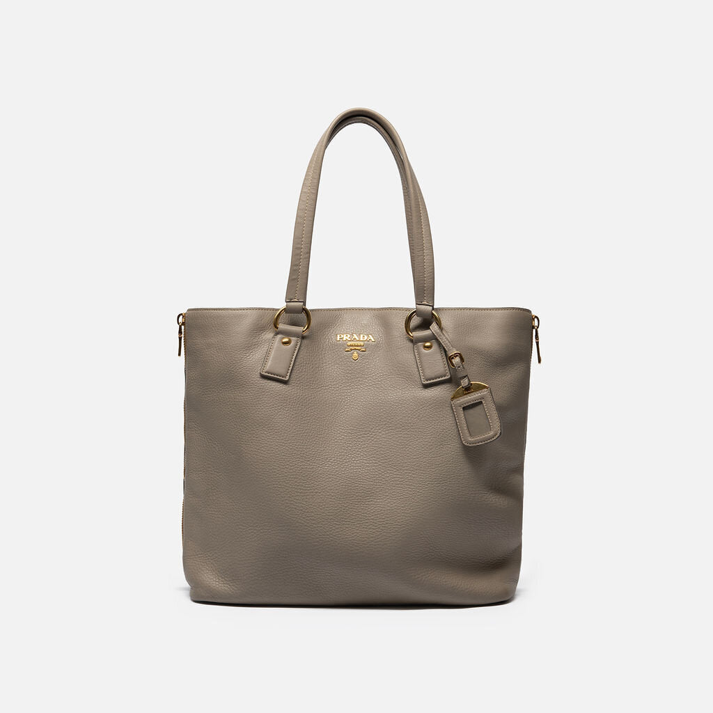 Prada Dove Grey Leather Tote
