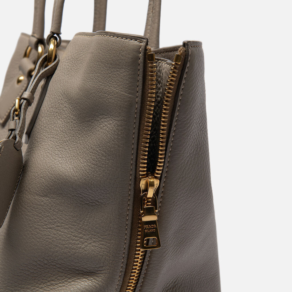 Prada Dove Grey Leather Tote