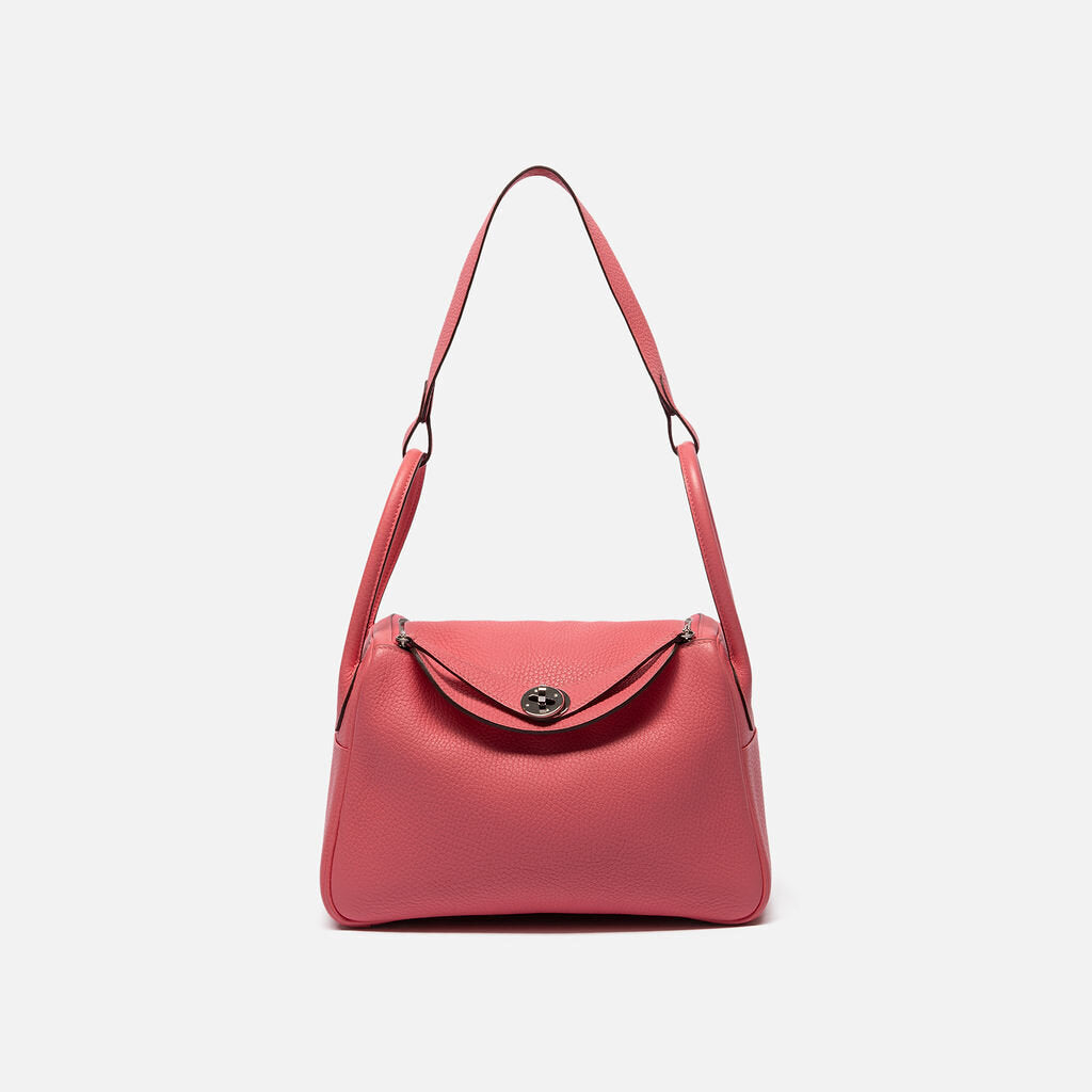 Hermes Pink Clemence Leather Lindy 26 PHW
