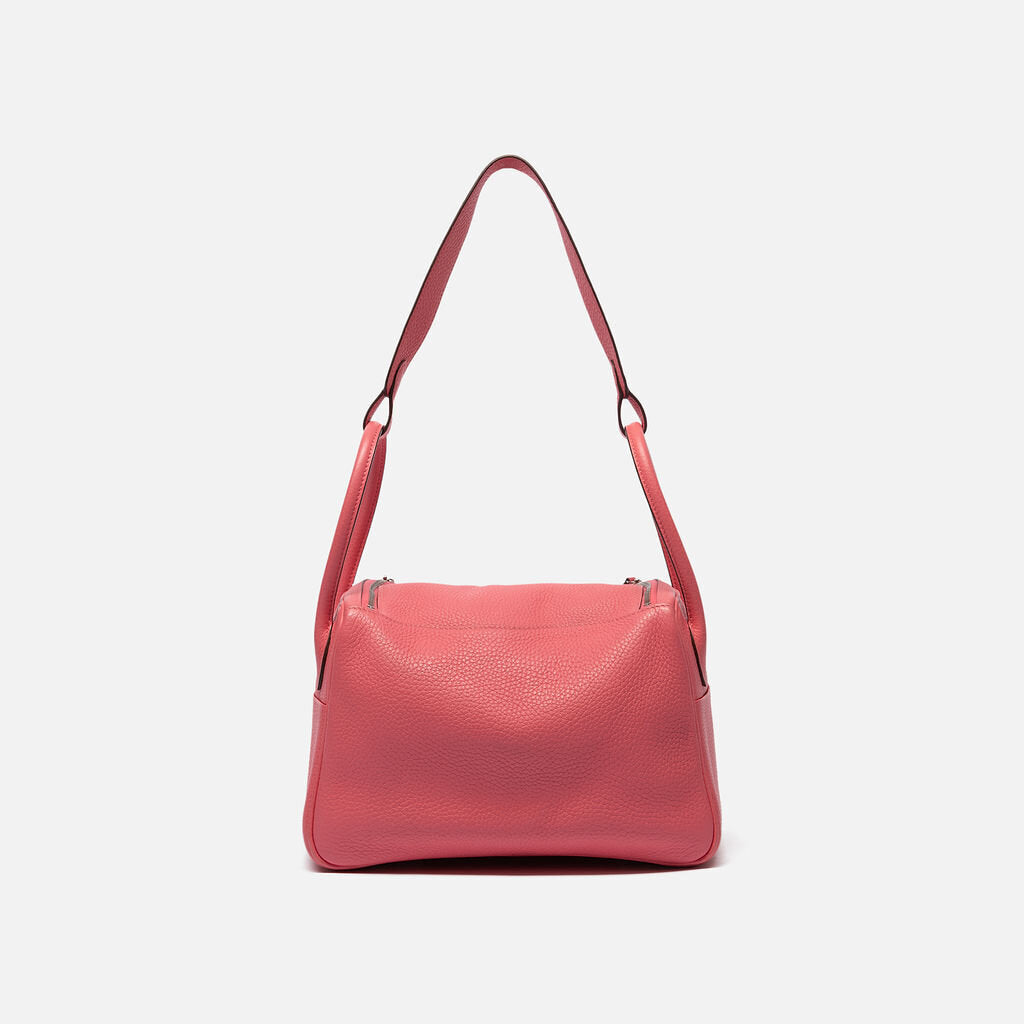 Hermes Pink Clemence Leather Lindy 26 PHW
