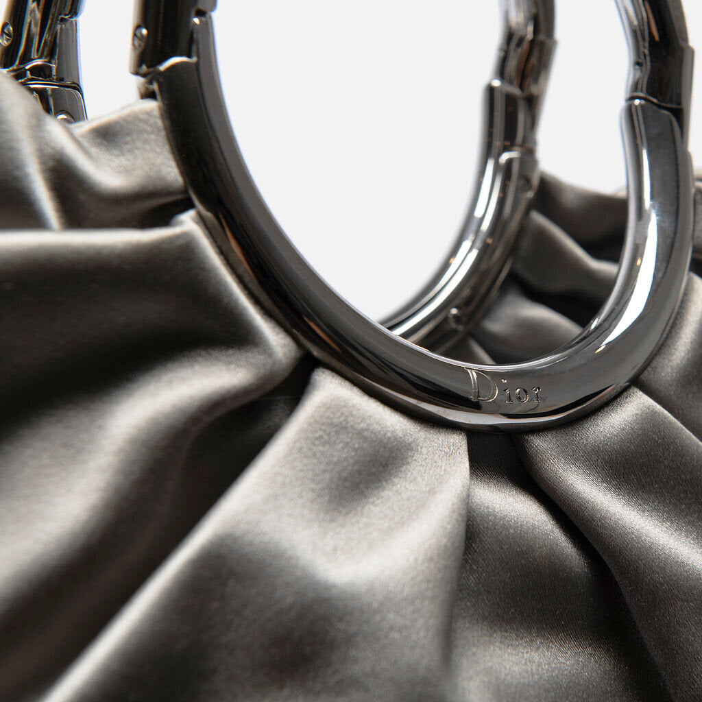 Dior Grey Pleated Satin Clutch