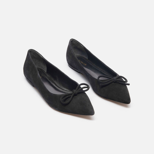 Larroude Black Suede Flats