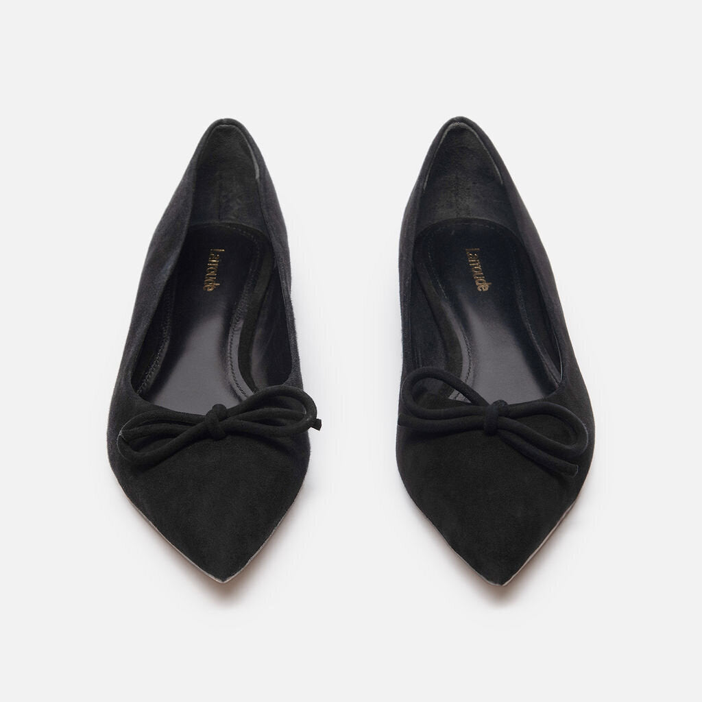Larroude Black Suede Flats