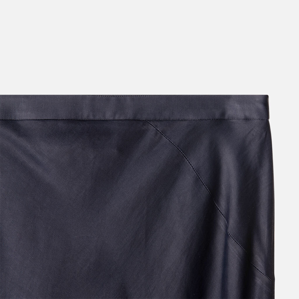 TWP Navy Viscose & Linen Column Skirt