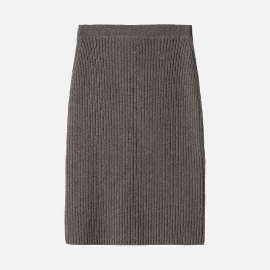 Thom Browne Grey Wool & Cashmere Rib Skirt