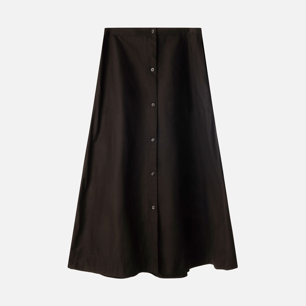 Toteme Black Cotton Jacquard Stripe Midi Skirt