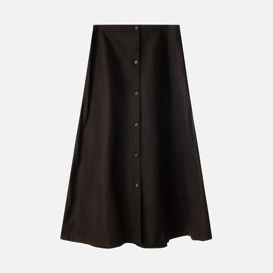 Toteme Black Cotton Jacquard Stripe Midi Skirt