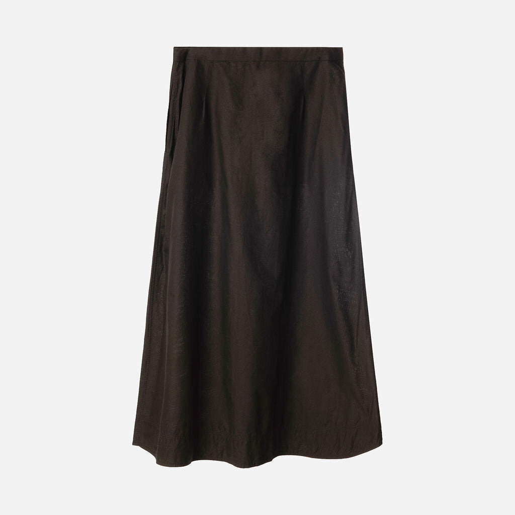 Toteme Black Cotton Jacquard Stripe Midi Skirt
